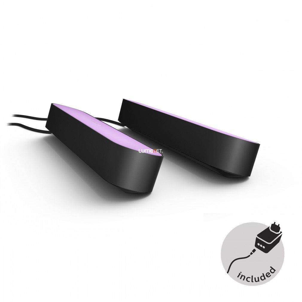 Philips Hue Play Light Bar White and Color Ambiance LED dekor lámpa alapkészlet, fekete 2db/csomag