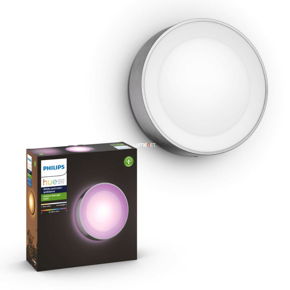 Philips Hue Daylo White and Color Ambiance LED kültéri fali lámpa, ezüst