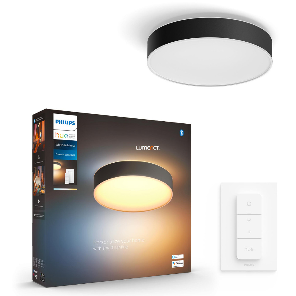 Philips Hue Enrave M White Ambiance LED mennyezeti lámpa, fekete + DIM Switch