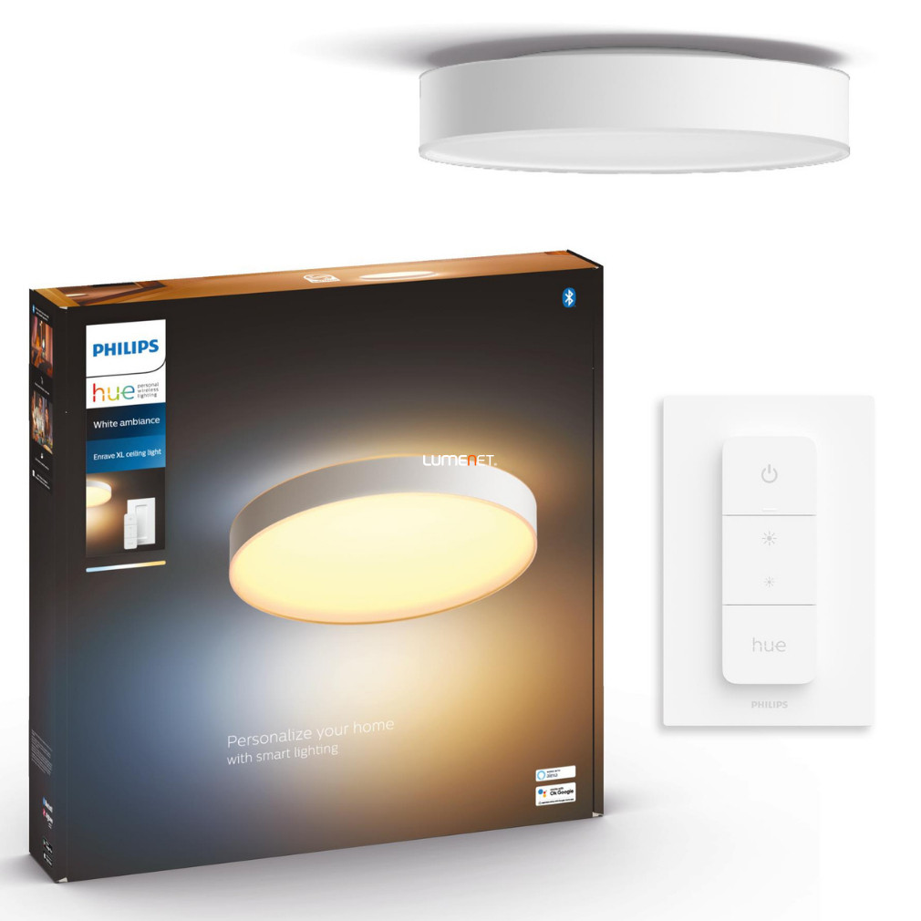 Philips Hue Enrave XL White Ambiance LED mennyezeti lámpa, fehér + DIM Switch