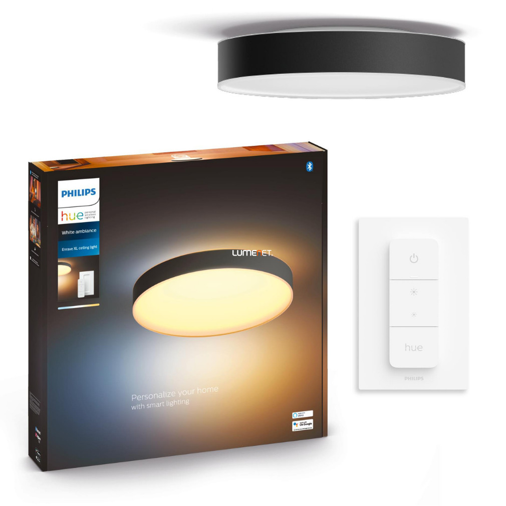Philips Hue Enrave XL White Ambiance LED mennyezeti lámpa, fekete + DIM Switch