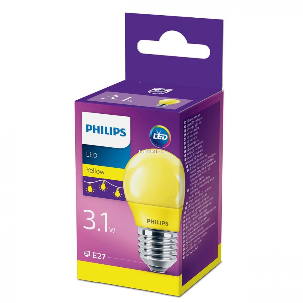 Philips E27 LED 3,1W P45 Colored Yellow - 25W izzó helyett