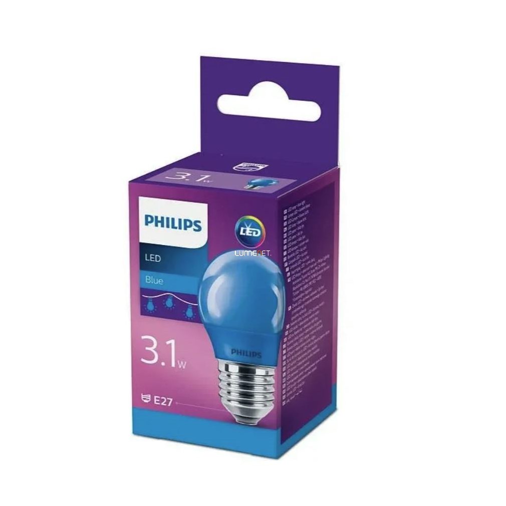 Philips E27 LED 3,1W P45 Colored Blue - 25W izzó helyett