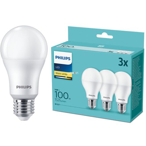 Philips E27 LED 13W 1521lm 2700K meleg fehér - 100W izzó helyett, 3 darab/csomag
