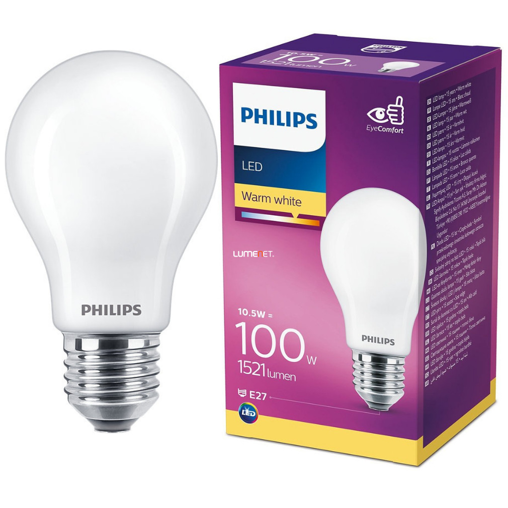 Philips E27 LED 10,5W 1521lm 2700K meleg fehér 300° - 100W izzó helyett