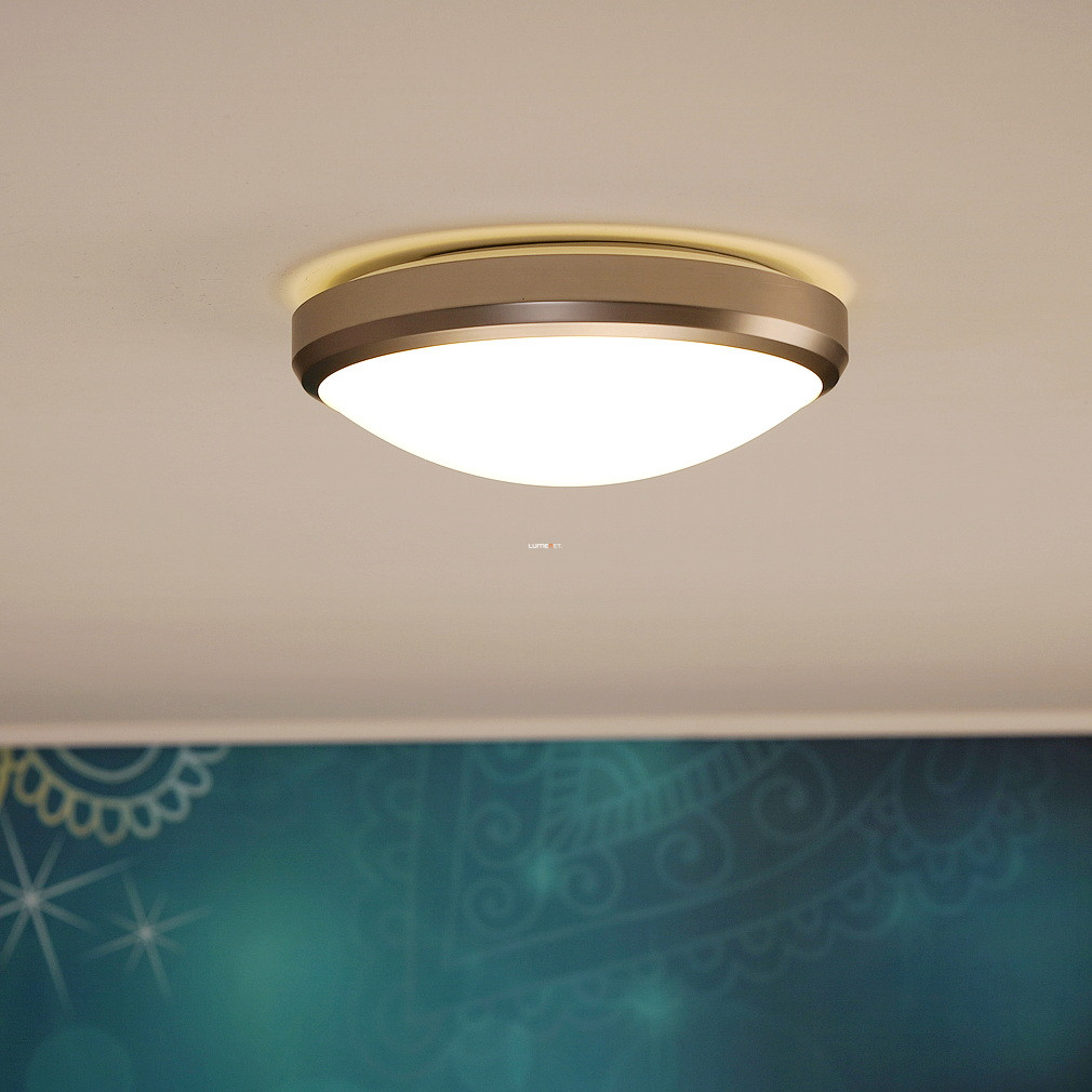 Philips fürdőszobai mennyezeti LED lámpa, 6W 600lm, melegfehér, 22cm, nikkel (Doris)
