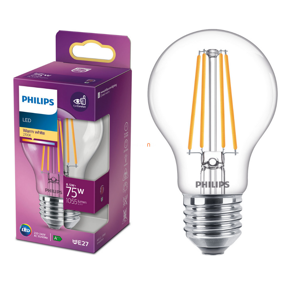 Philips E27 LED 8,5W 1055lm 2700K meleg fehér - 75W izzó helyett