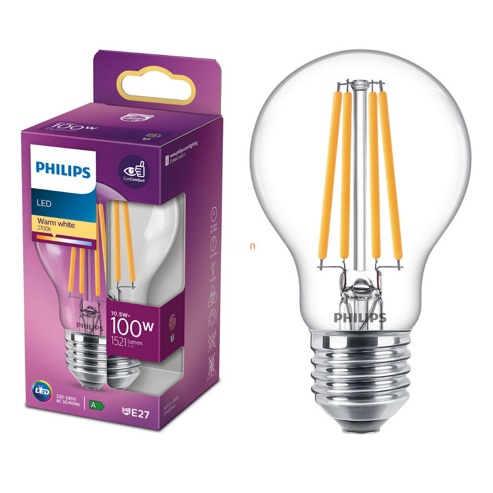 Philips E27 LED 10,5W 1521lm 2700K meleg fehér - 100W izzó helyett