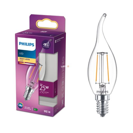 Philips E14 LED 2W 250lm 2700K melegfehér sz.gyertya - 25W izzó helyett
