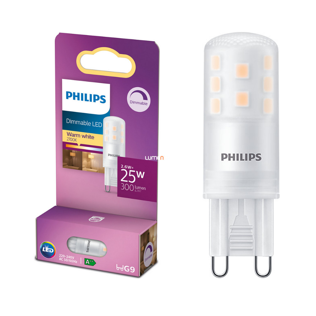 Philips G9 LED 2,6W 300lm 2700K meleg fehér szabályozható - 25W izzó helyett