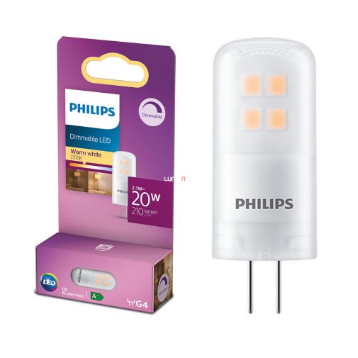 Philips G4 LED 2,1W 210lm 12V 2700K meleg fehér szabályozható - 20W izzó helyett