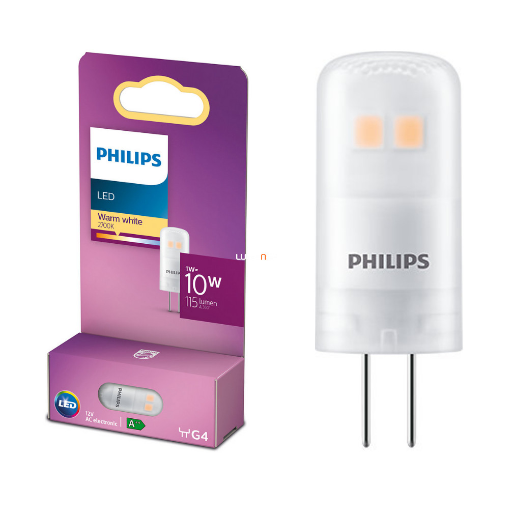 Philips G4 LED 1W 115lm 12V 2700K meleg fehér - 10W izzó helyett