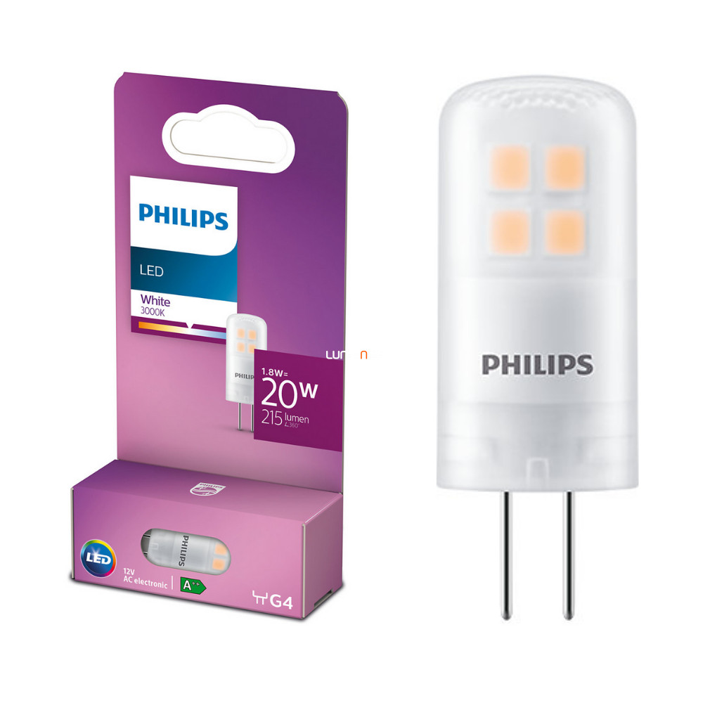 Philips G4 LED 1,8W 215lm 12V 3000K semleges fehér - 20W izzó helyett