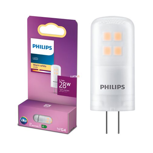 Philips G4 LED 2,7W 315lm 12V  2700K meleg fehér - 28W izzó helyett