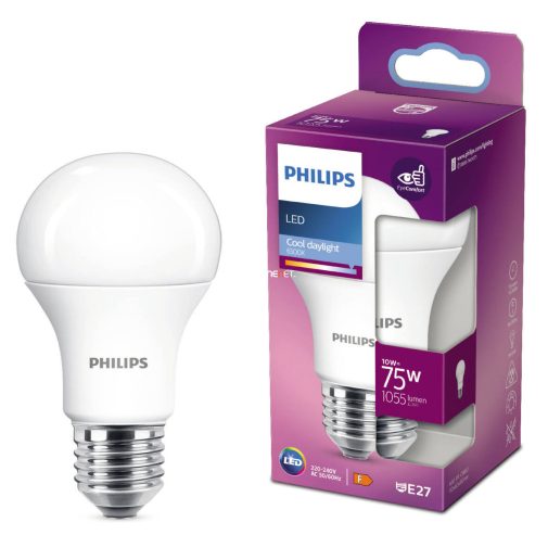 Philips E27 LED 10W 1055lm 6500K daylight 230° - 75W izzó helyett