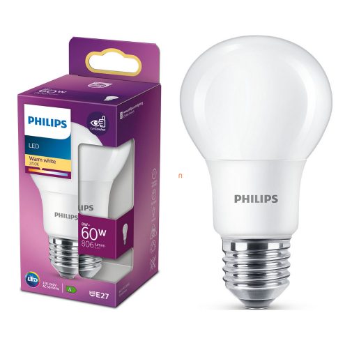 Philips E27 LED 8W 806lm 2700K meleg fehér 250° - 60W izzó helyett