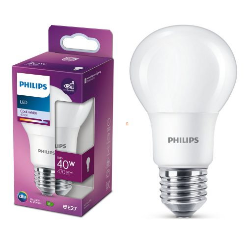 Philips E27 LED 5W 470lm 4000K hideg fehér 250° - 40W izzó helyett