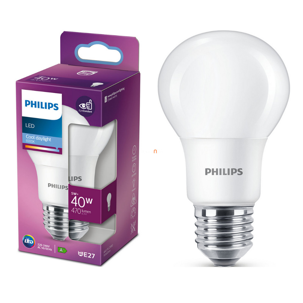 Philips E27 LED 5W 470lm 6500K daylight 250° - 40W izzó helyett