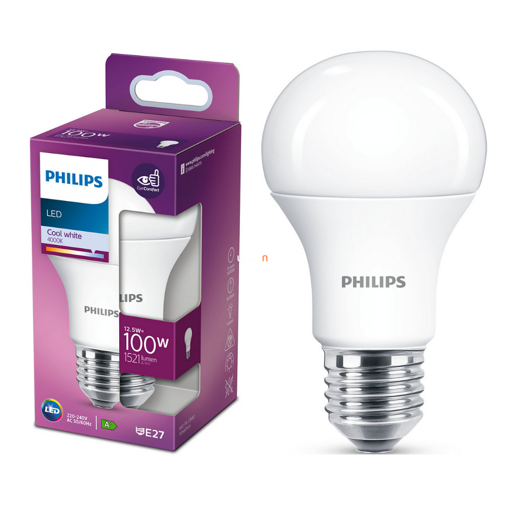 Philips E27 LED 12,5W 1521lm 4000K hideg fehér 230° - 100W izzó helyett