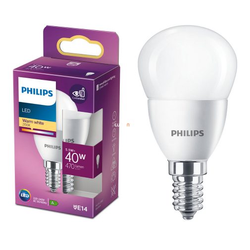 Philips E14 LED kisgömb 5,5W 470lm 2700K meleg fehér - 40W izzó helyett