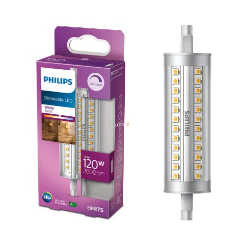 Philips R7S LED 14W 2000lm 3000K semleges fehér szabályozható 118mm - 120W izzó helyett