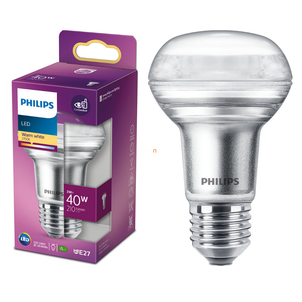 Philips E27 LED 3W 210lm 2700K meleg fehér 36° - 40W izzó helyett