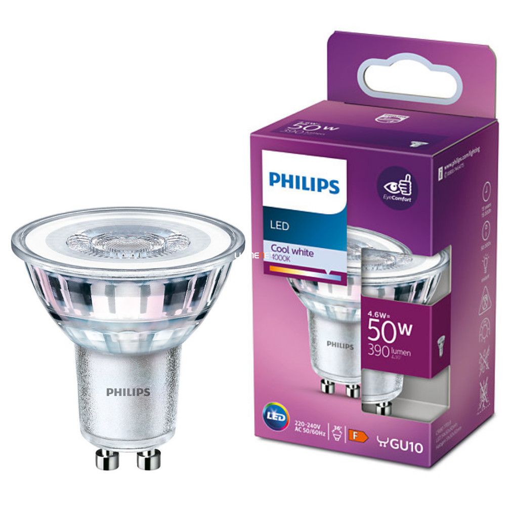 Philips GU10 LED 4,6W 390lm 4000K hidegfehér 36° - 50W izzó helyett