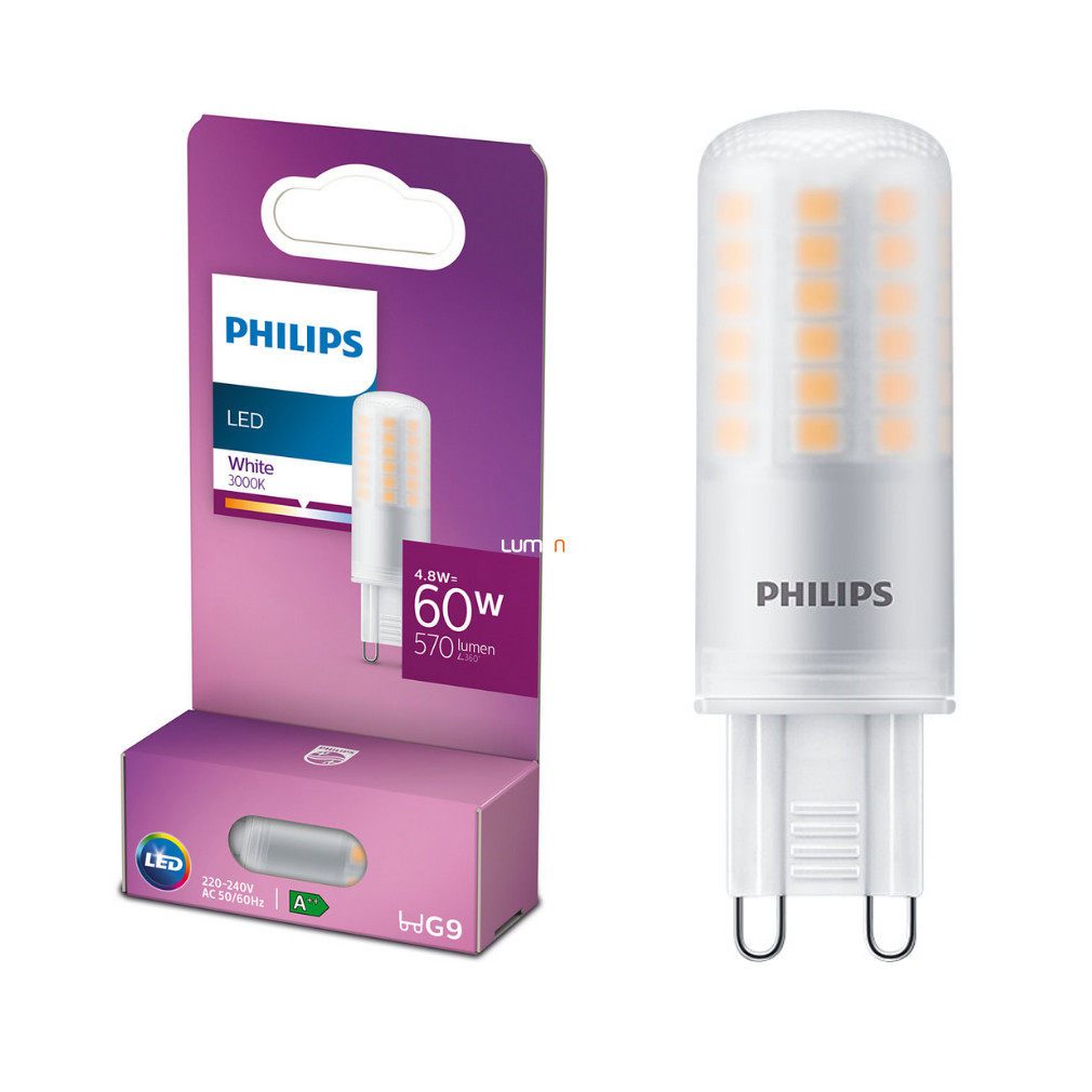 Philips G9 LED 4,8W 570lm 3000K semleges fehér - 60W izzó helyett
