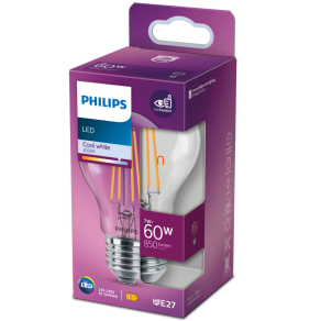 Philips E27 LED, 7 W, 850 lm, 4000 K - 60 W izzó helyett