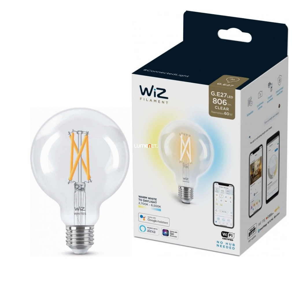 WiZ Wi-Fi G95 E27 LED 7W 806lm CRI90 2700-6500K