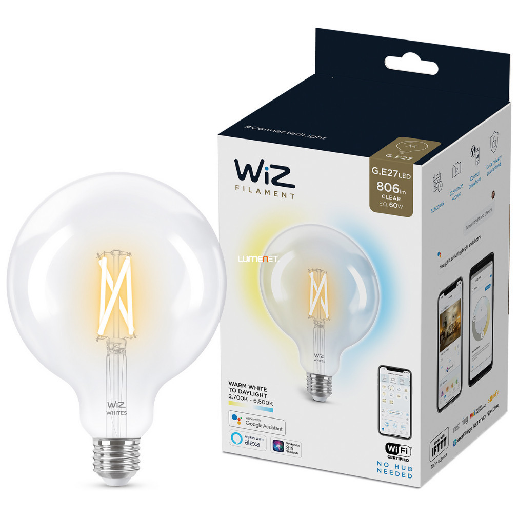 WiZ Wi-Fi G120 E27 LED 6,7W 806lm CRI90 2700-6500K szabályozható - 60W izzó helyett