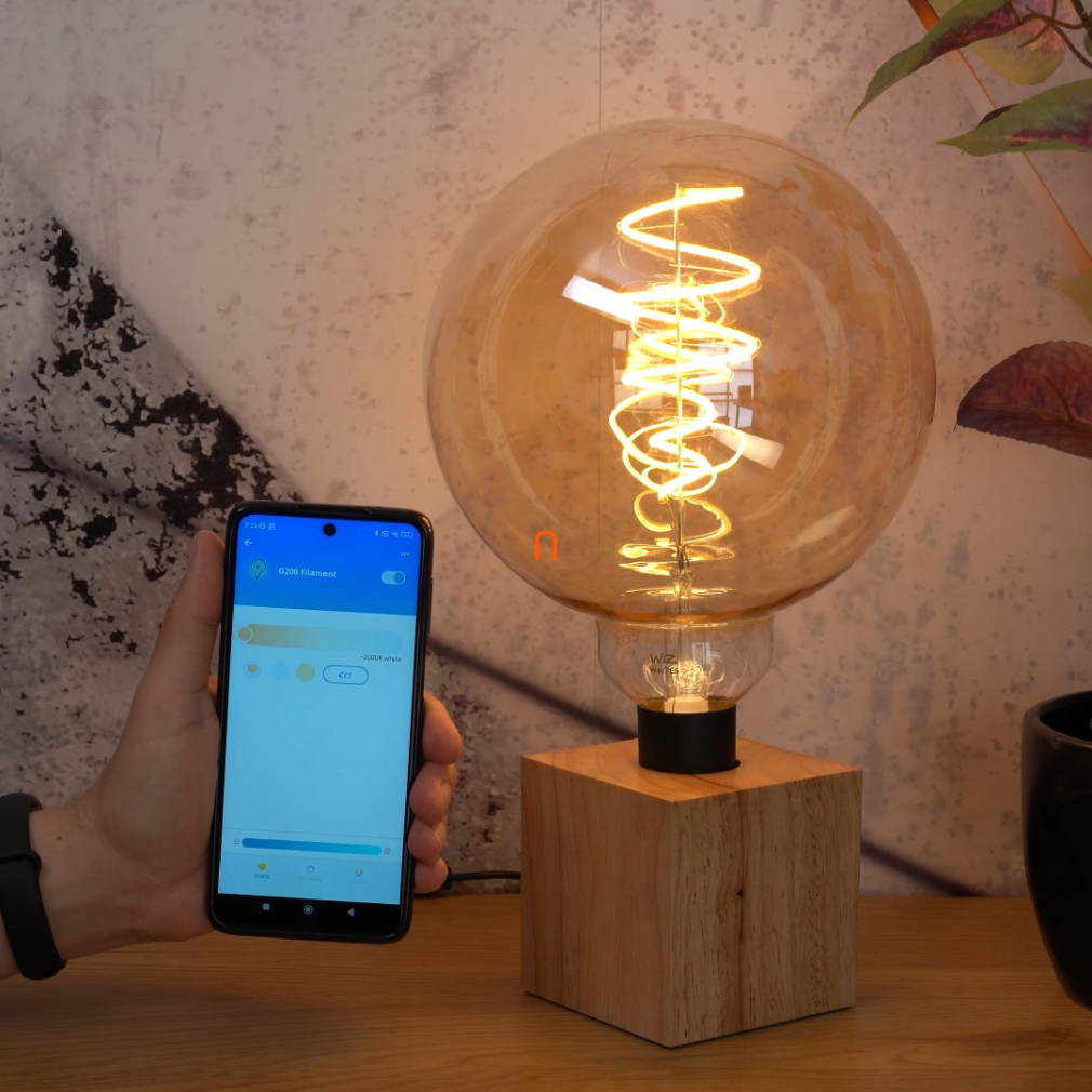 WiZ okos E27 LED nagygömb 6.5 W, 390 lm, 2000-5000 K, szabályozható fehér-25 W izzó helyett, 220-240 V, applikációval vezérelhető, Wi-fi
