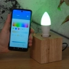 WiZ okos E14 LED, opál, gyertya, opál, 4.9 W, 470 lm, 2200-6500 K +RGB, szabályozható fehér és szín-40 W izzó helyett, 220-240 V, applikációval vezérelhető, Wi-fi