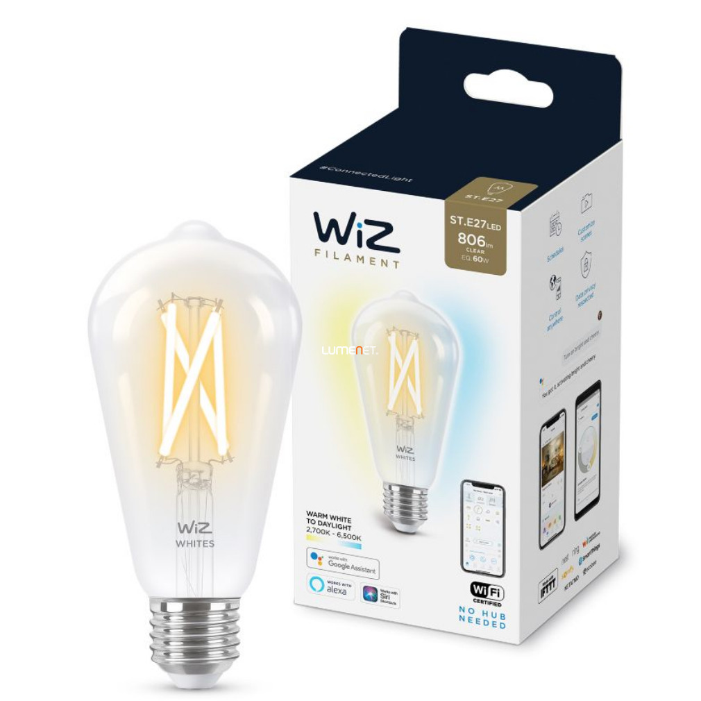 WiZ Wi-Fi ST64 E27 LED 7W 806lm CRI90 2700-6500K