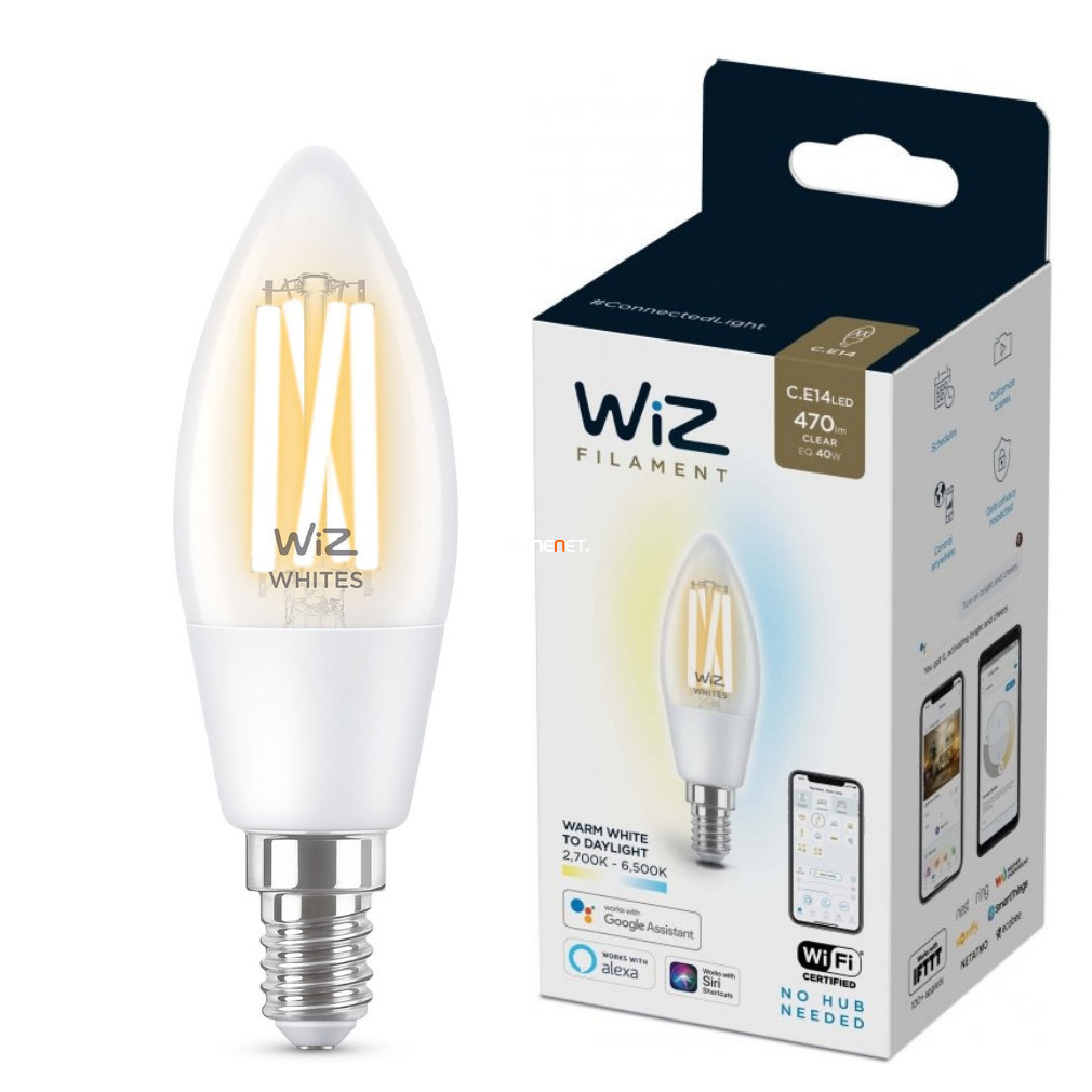 WiZ Wi-Fi C35 E14 LED 4,9W 470lm CRI90 2700-6500K szabályozható - 40W izzó helyett