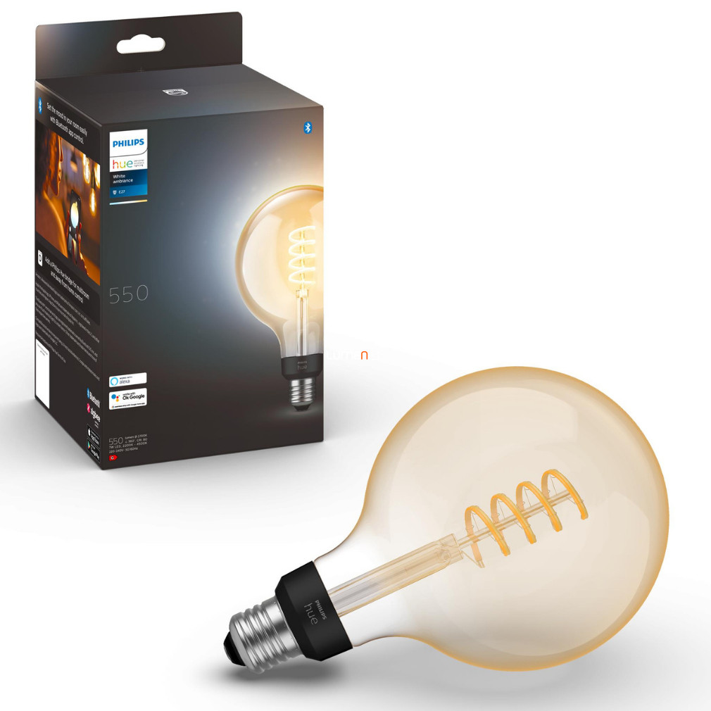 Philips Hue White Ambiance 7W E27 filament LED G95 nagygömb fényforrás