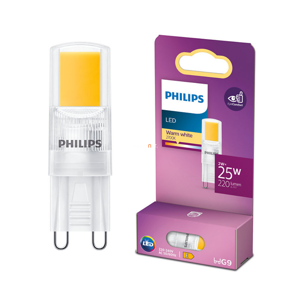 Philips G9 LED 2W 220lm 2700K melegfehér 300° - 25W izzó helyett