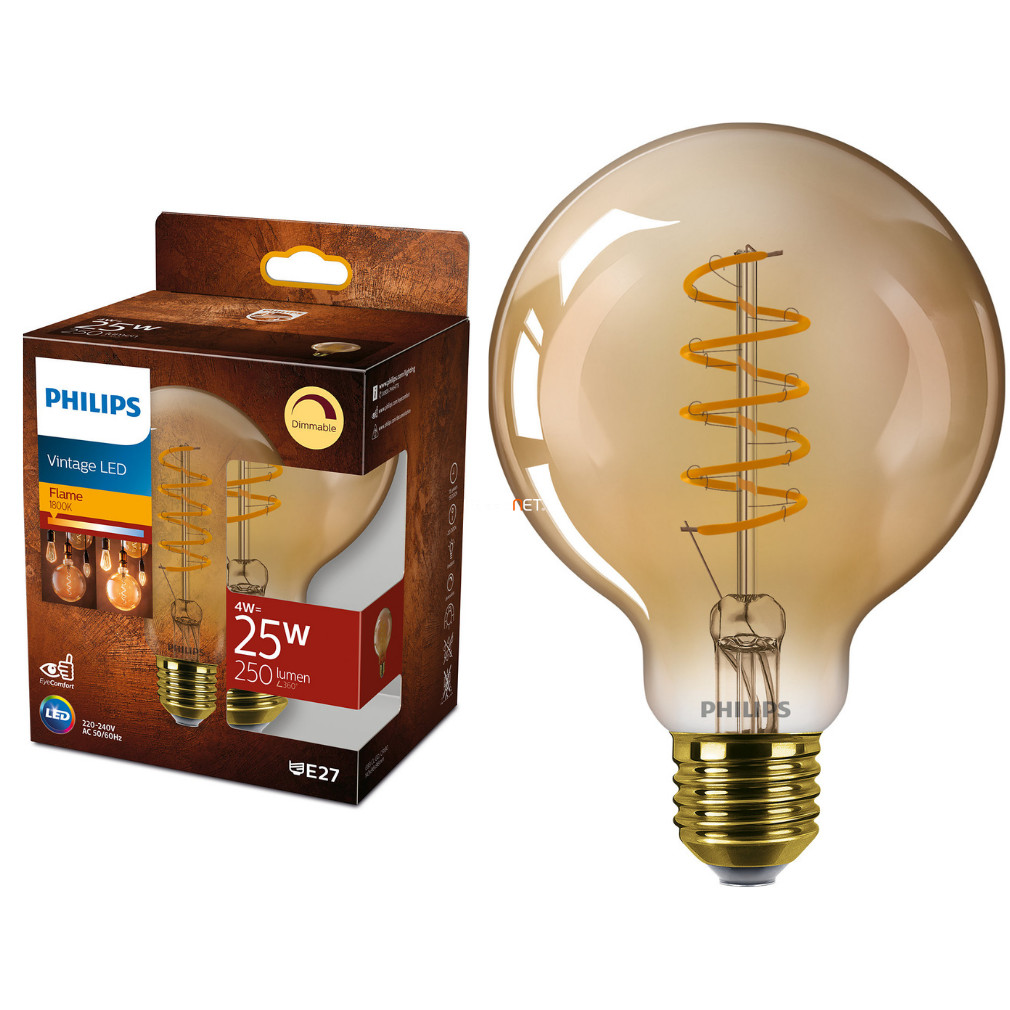 Philips E27 LED Vintage 4W 250lm 1800K meleg fehér - 25W izzó helyett