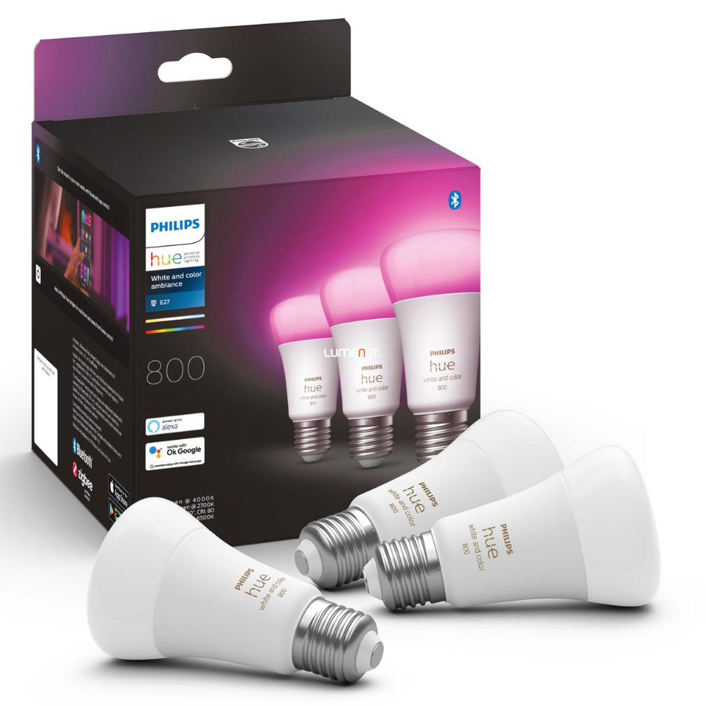Philips Hue White and Color Ambiance 6,5W E27 LED fényforrás 3db/csomag