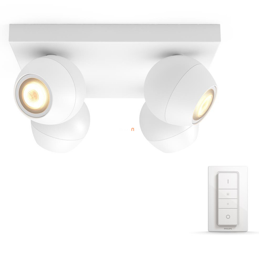 Philips Hue Buckram White Ambiance LED 4-es spot lámpa, fehér + DIM Switch