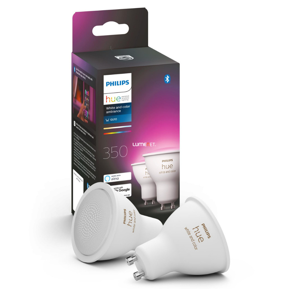 Philips Hue White and Color 4,3W GU10 LED fényforrás 2db/csomag