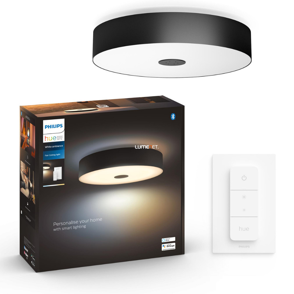 Philips Hue Fair White Ambiance LED mennyezeti lámpa, fekete + DIM Switch