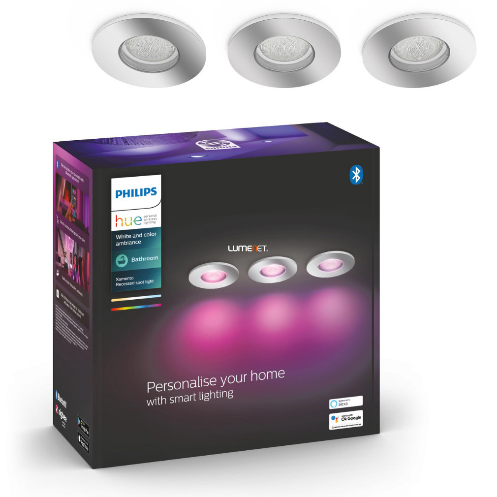 Philips Hue Xamento White Ambiance LED süllyesztett mennyezeti spot lámpa, króm 3db/csomag