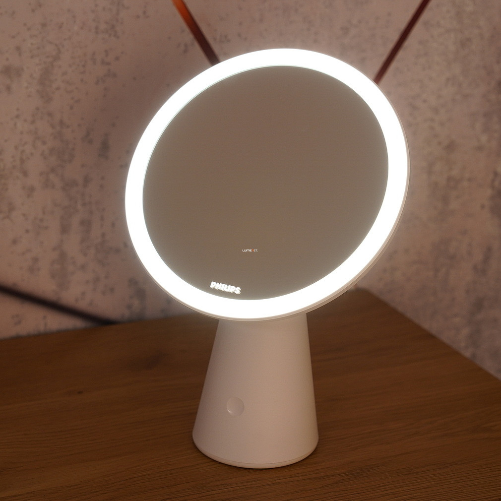 Philips tölthető asztali LED lámpa sminktükörrel, szabályozható, 4,5W, fehér (Mirror)