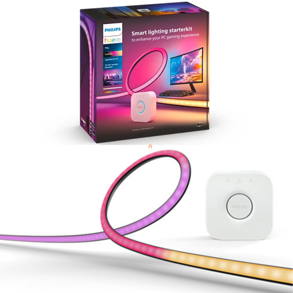 Philips Hue Play Gradient Lightstrip + Hue Bridge LED-szalag szett 32-34” monitorokhoz