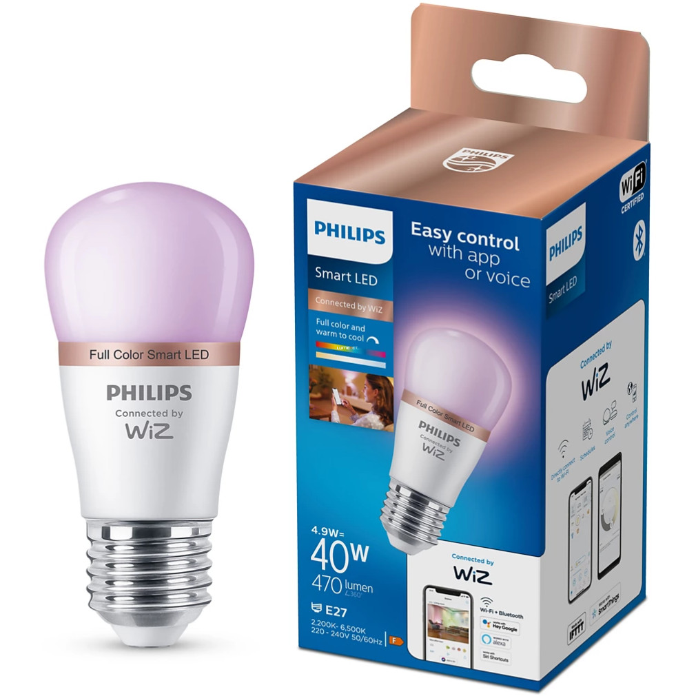 WiZ okos E27 LED, 2200-6500 K, 40W izzó helyett (RGBW)