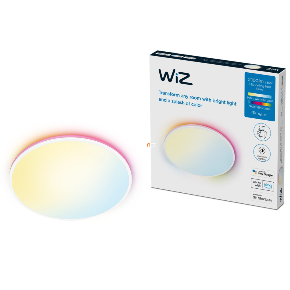 WiZ Rune 21W 2100lm 2700-6500K RGBW mennyezeti LED lámpa, fehér