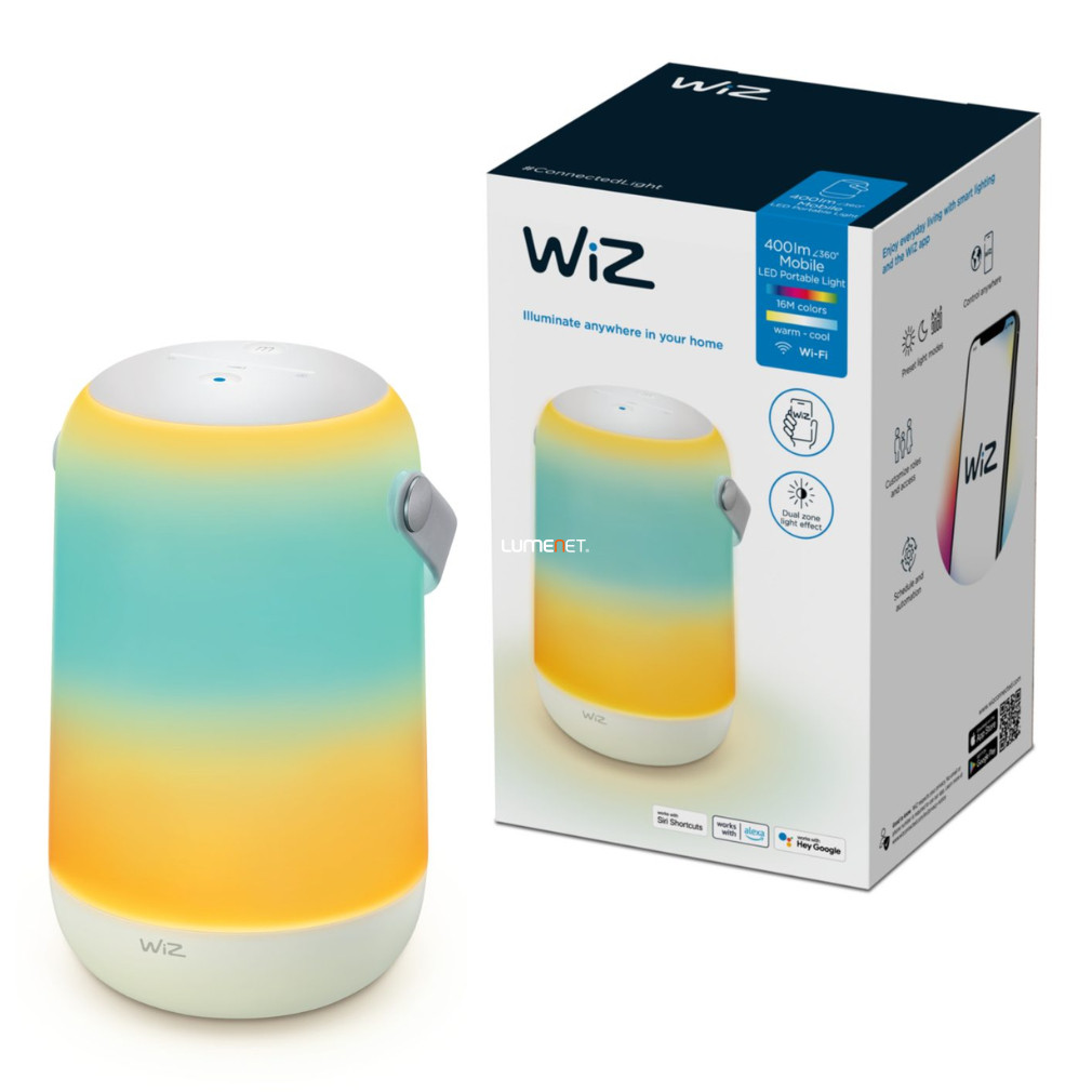WiZ Mobile 12W 400lm RGBW hordozható lámpa, fehér
