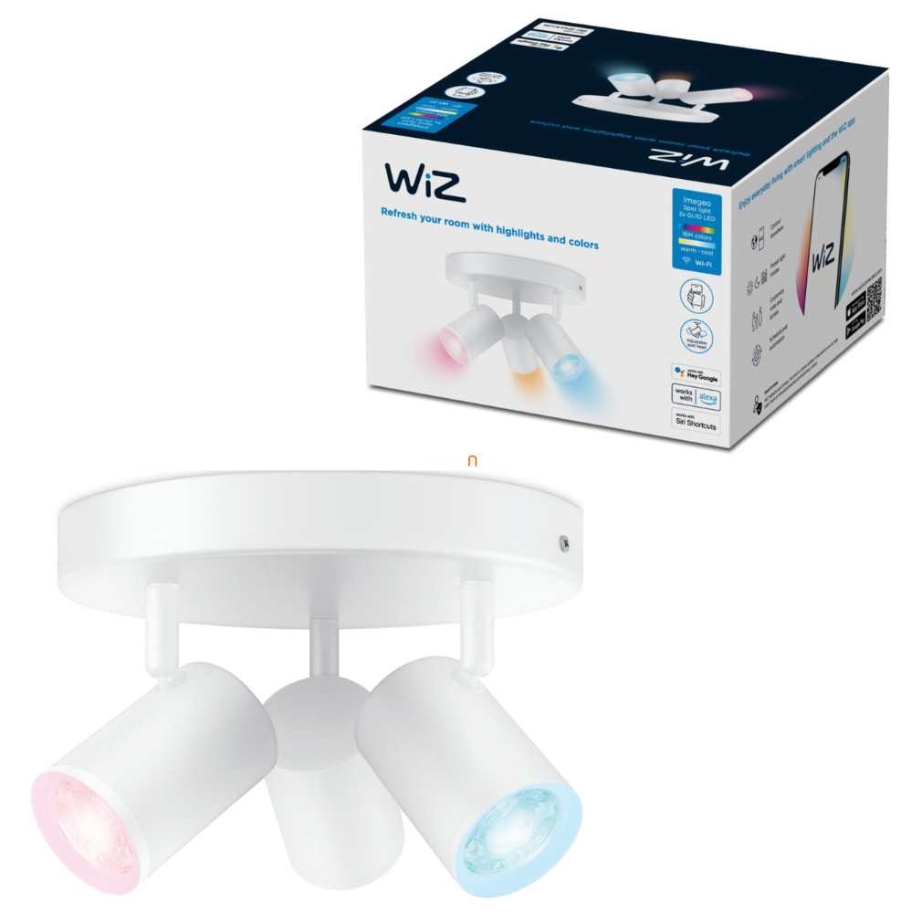 WiZ Imageo 3x5W 1035lm RGBW mennyezeti szpotlámpa, kör alakú, fehér