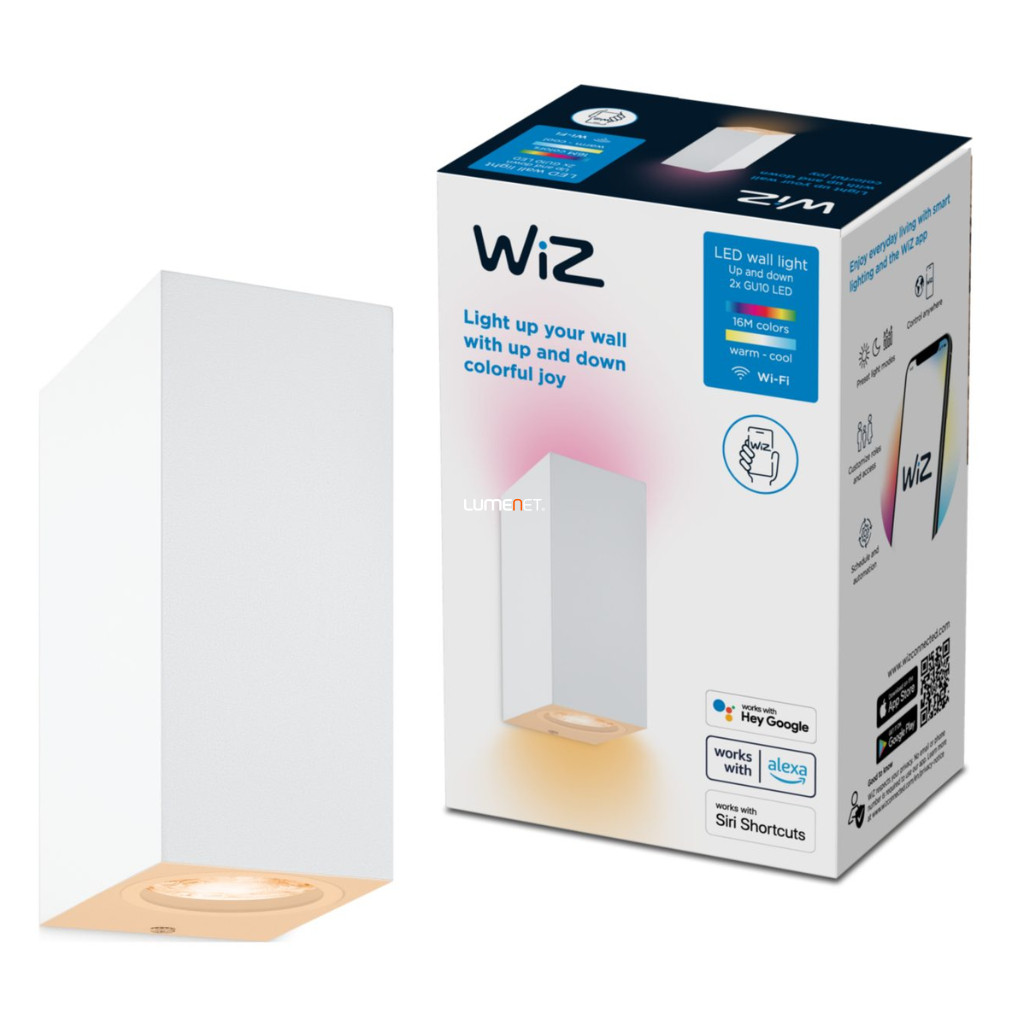 WiZ Up&Down 2x5W 690lm RGBW beltéri fel/le világító fali lámpa, fehér